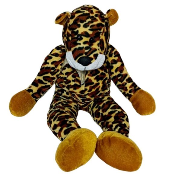 Leopard Big Cat Sitting Plush with Bow Stuffed Animal 19" - Picture 1 of 4